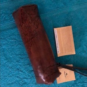 Leather wristlet/make up bag